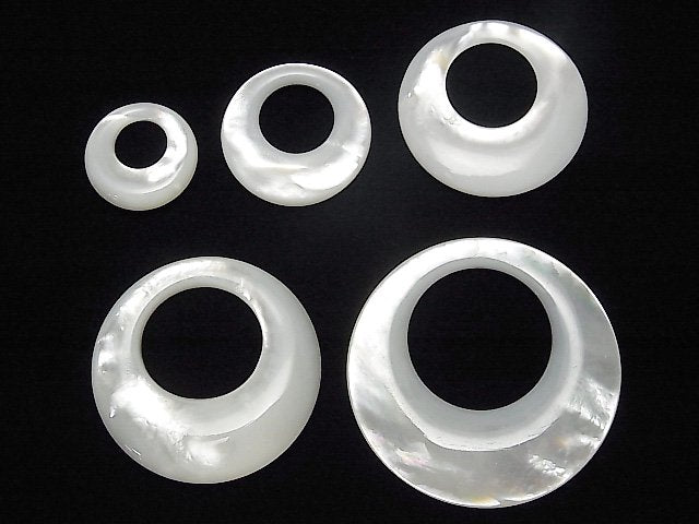 [Video] High Quality White Shell (Silver-lip Oyster) AAA Coin (Donut) [15mm] [20mm] [25mm] [30mm] [35mm] 1pc