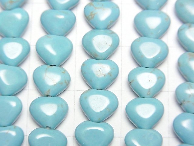 [Video]Magnesite Turquoise Vertical Hole Heart 7x8x4mm 1strand beads (aprx.15inch/38cm)