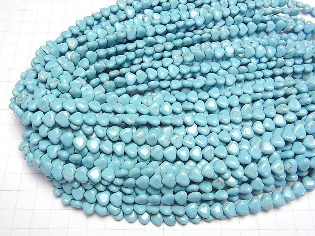 [Video]Magnesite Turquoise Vertical Hole Heart 7x8x4mm 1strand beads (aprx.15inch/38cm)