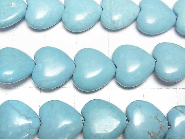 [Video]Magnesite Turquoise Vertical Hole Heart 13x14x5mm 1strand beads (aprx.15inch/36cm)