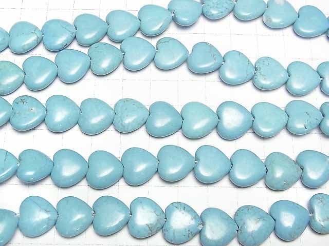 [Video]Magnesite Turquoise Vertical Hole Heart 13x14x5mm 1strand beads (aprx.15inch/36cm)