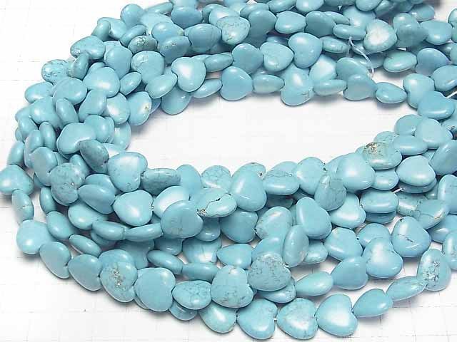 [Video]Magnesite Turquoise Vertical Hole Heart 13x14x5mm 1strand beads (aprx.15inch/36cm)