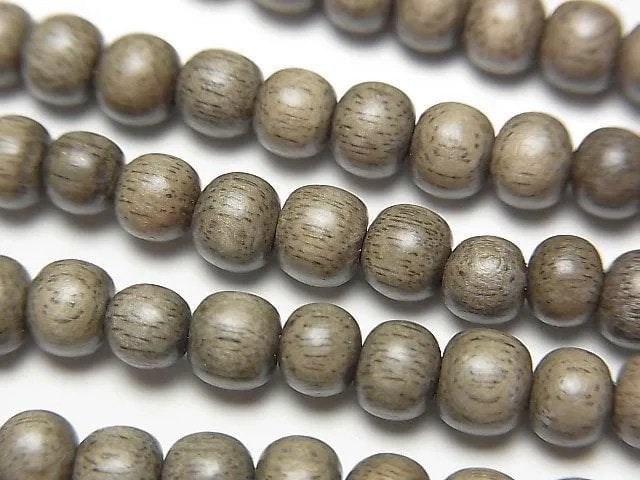 Gray Wood Semi Round 5mm 1strand beads (aprx.15inch/38cm)