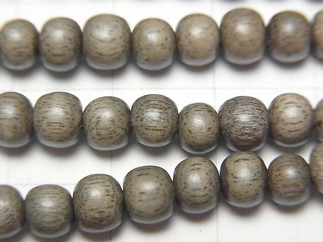 Gray Wood Semi Round 5mm 1strand beads (aprx.15inch/38cm)