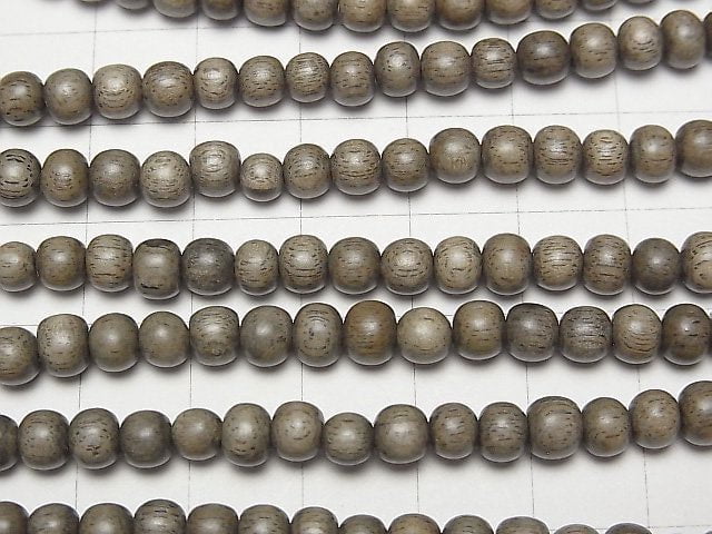 Gray Wood Semi Round 5mm 1strand beads (aprx.15inch/38cm)