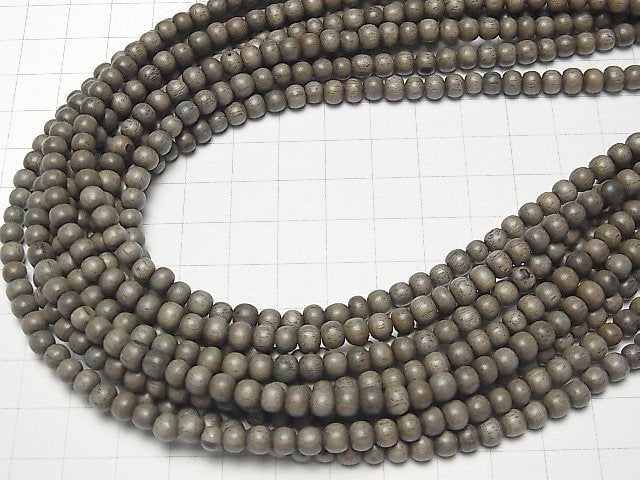 Gray Wood Semi Round 5mm 1strand beads (aprx.15inch/38cm)