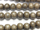 Gray Wood Semi Round 6mm 1strand beads (aprx.15inch/38cm)
