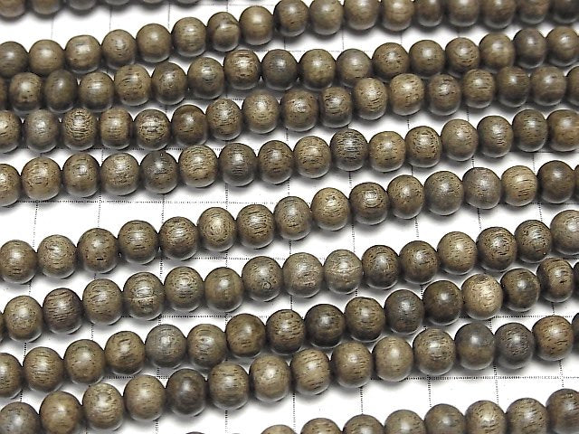 Gray Wood Semi Round 6mm 1strand beads (aprx.15inch/38cm)