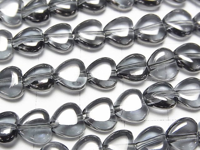 Silver flash Crystal Heart 8x7x4 half or 1strand beads (aprx.15inch / 36cm)