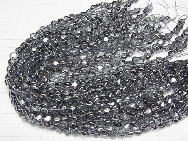 Silver flash Crystal Heart 8x7x4 half or 1strand beads (aprx.15inch / 36cm)