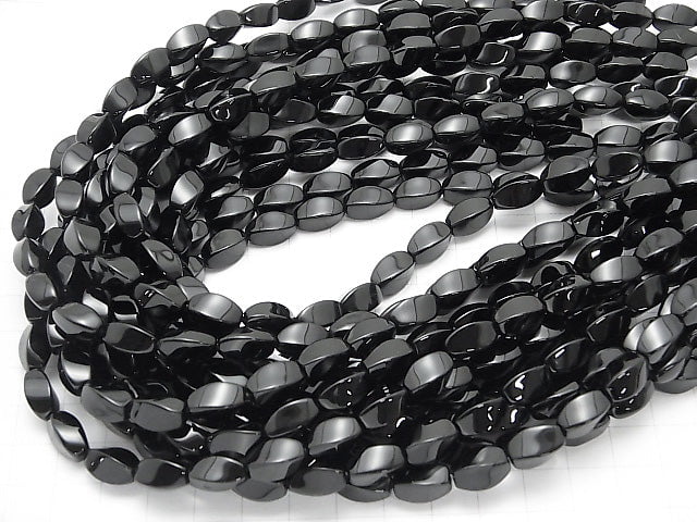 1strand $8.79! Onyx  Rice 4Faceted Faceted Twist 12x6x6mm 1strand beads (aprx.15inch/36cm)