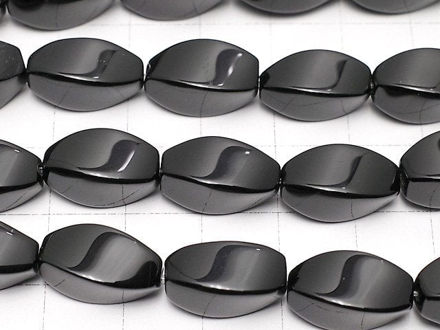 Onyx  Rice 4Faceted Faceted Twist 16x8x8mm half or 1strand beads (aprx.15inch/38cm)