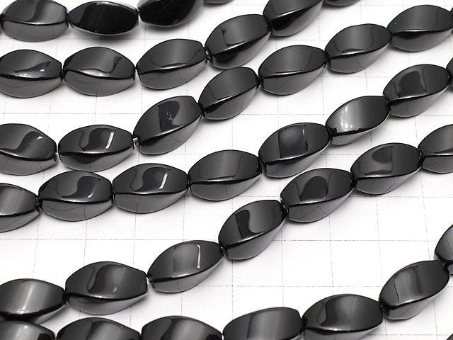 Onyx  Rice 4Faceted Faceted Twist 16x8x8mm half or 1strand beads (aprx.15inch/38cm)