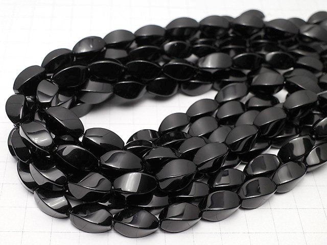 Onyx  Rice 4Faceted Faceted Twist 16x8x8mm half or 1strand beads (aprx.15inch/38cm)