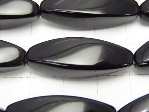 Onyx  Rice 4Faceted Faceted Twist 30x10x10mm half or 1strand beads (aprx.15inch/37cm)