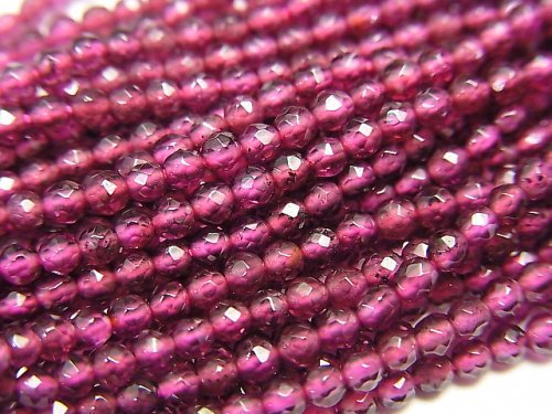 Faceted Round, Garnet Gemstone Beads