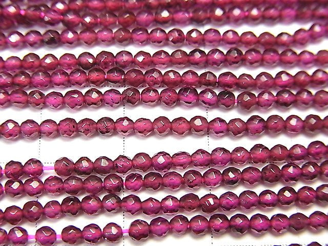 [Video] High quality Brazilian Garnet AAA Faceted Round 2mm 1strand beads (aprx.15inch / 38cm)