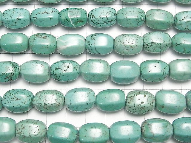 [Video]Magnesite Turquoise 6Faceted Faceted Rice 16x12x12mm 1strand beads (aprx.15inch/37cm)