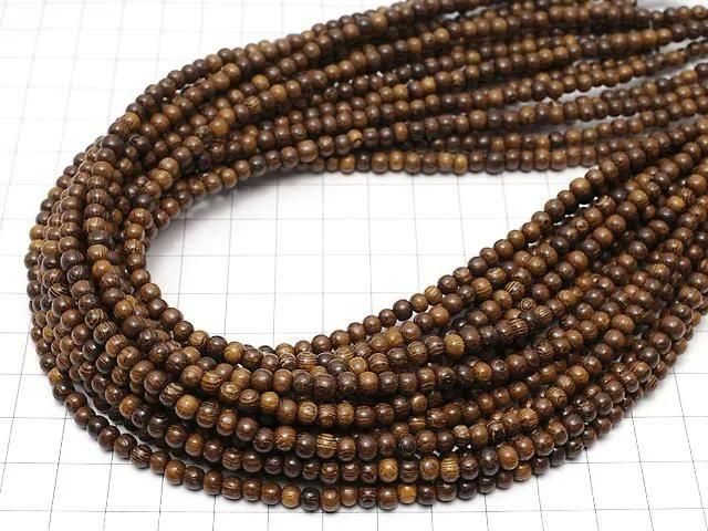 Wood Beads  Semi Round 4mm 1strand beads (aprx.15inch/38cm)