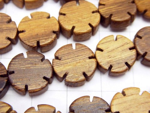 1strand $4.79! Wood Beads Flower Shape 12 x 12 x 4 mm 1strand beads (aprx.15 inch / 38 cm)