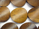 Wood Beads Twist Coin 25x25x5mm 1strand beads (aprx.15inch/36cm)