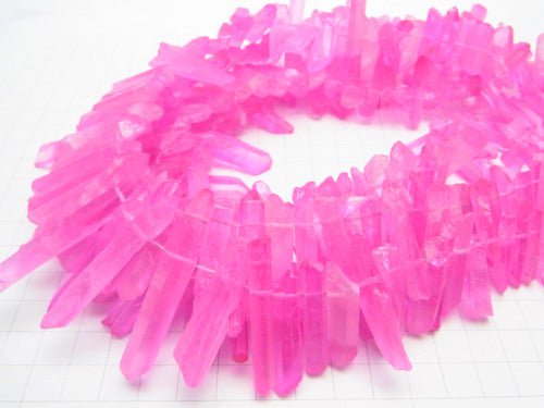 [Video] 1strand $11.79! Crystal Natural Point Cut Pink Color Coating 1strand beads (aprx.15inch / 36cm)