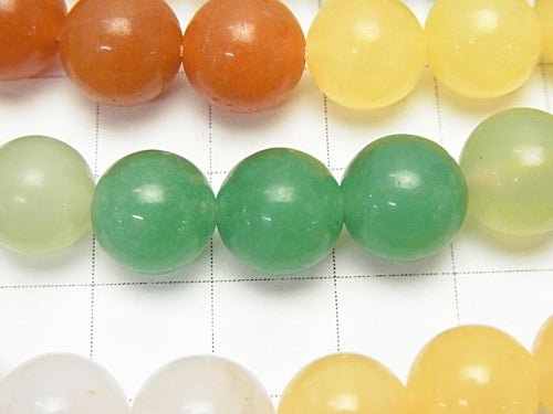 Mixed Stone (5 types) Round 10 mm half or 1 strand beads (aprx.15 inch / 38 cm)