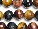 [Video]Tiger's Eye AA++ 3 color mix 128Faceted Round 12mm half or 1strand beads (aprx.15inch/36cm)