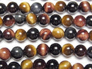 [Video] Tiger's Eye AA++ 3-color mix Round 6mm 1strand beads (aprx.15inch/37cm)