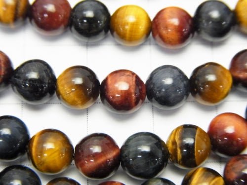 1strand $7.79! Tiger's Eye AAA - AA ++ 3 color mix Round 6mm 1strand beads (aprx.15inch / 37cm)