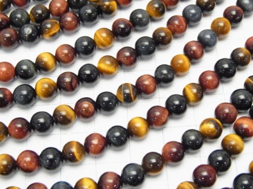 1strand $7.79! Tiger's Eye AAA - AA ++ 3 color mix Round 6mm 1strand beads (aprx.15inch / 37cm)