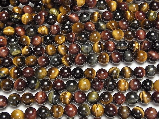 [Video]Tiger's Eye AA++ 3 color mix Round 8mm 1strand beads (aprx.15inch/36cm)