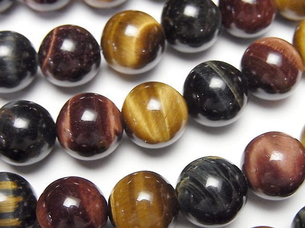 [Video] Tiger's Eye AA++ 3-color mix Round 10mm half or 1strand beads (aprx.14inch/35cm)