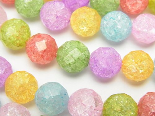 Cracked Crystal, Faceted Round Gemstone Beads