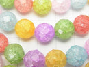 Multicolor Cracked Crystal 64 Faceted Round 10 mm half or 1 strand beads (aprx. 14 inch / 35 cm)