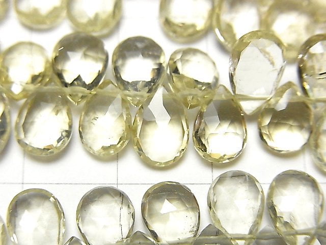 [Video] High Quality Green Beryl AAA - Pear shape Faceted Briolette 1/4 or 1strand beads (aprx.6 inch / 15 cm)