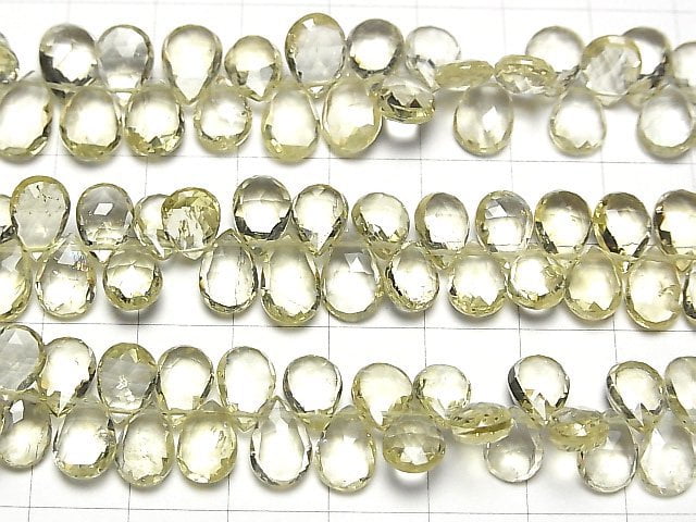 [Video] High Quality Green Beryl AAA - Pear shape Faceted Briolette 1/4 or 1strand beads (aprx.6 inch / 15 cm)