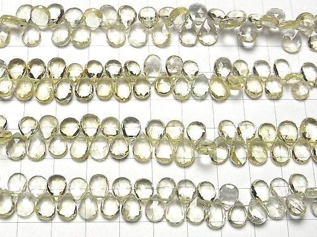 [Video] High Quality Green Beryl AAA - Pear shape Faceted Briolette 1/4 or 1strand beads (aprx.6 inch / 15 cm)