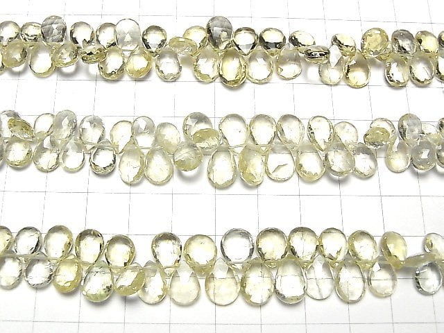 [Video]High Quality Heliodor AAA- Pear shape Faceted Briolette half or 1strand beads (aprx.6inch/15cm)