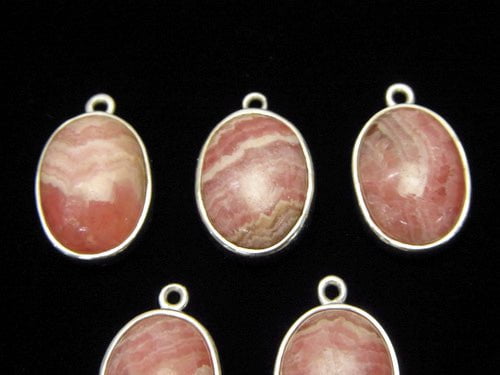 1pc $19.99! Argentina Rhodochrosite AAA - AA ++ Bezel Setting Oval 15 x 11 mm Silver 925 1 pc