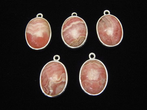 1pc $19.99! Argentina Rhodochrosite AAA - AA ++ Bezel Setting Oval 15 x 11 mm Silver 925 1 pc