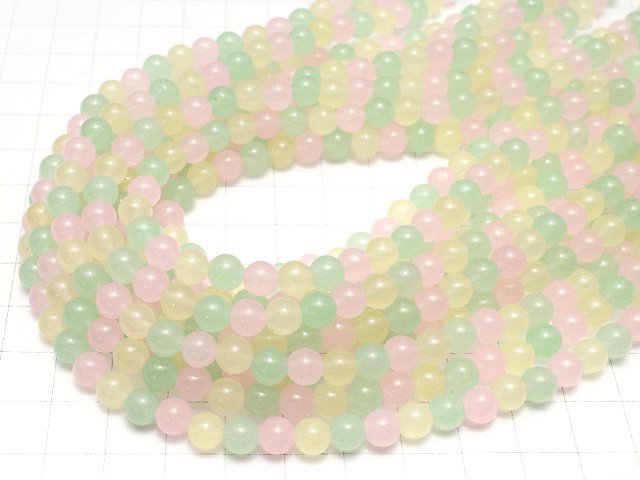 1strand $3.79! Pastel Mix Jade Round 6mm NO.2 1strand beads (aprx.15inch / 38cm)
