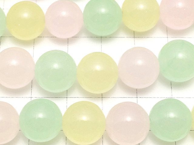 1strand $6.79! Pastel Mix Jade Round 12mm NO.2 1strand beads (aprx.15inch / 37cm)