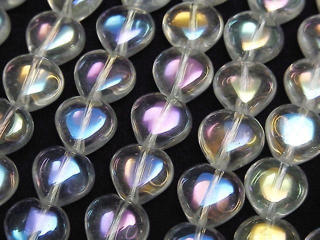 [Video] Aqua Crystal Vertical Hole Heart 10x10mm 1/4 or 1strand beads (approx. 15 inches/37 cm)