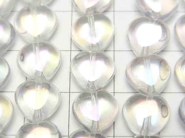 [Video] Aqua Crystal Vertical Hole Heart 10x10mm 1/4 or 1strand beads (approx. 15 inches/37 cm)