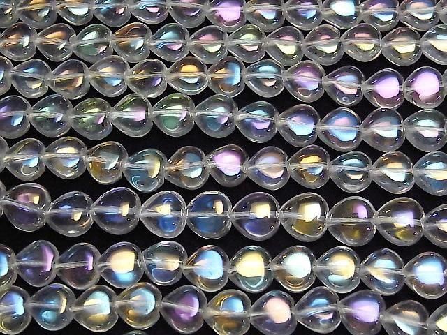 [Video] Aqua Crystal Vertical Hole Heart 10x10mm 1/4 or 1strand beads (approx. 15 inches/37 cm)