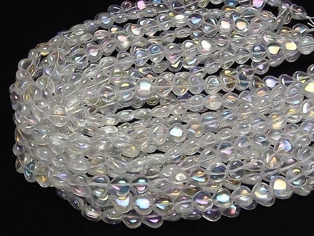 [Video] Aqua Crystal Vertical Hole Heart 10x10mm 1/4 or 1strand beads (approx. 15 inches/37 cm)