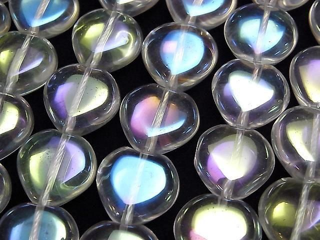 [Video] Aqua Crystal Vertical Hole Heart 14x14mm Half or 1-Strand Beads (approx. 15 inches/37 cm)