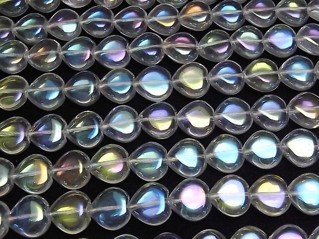 [Video] Aqua Crystal Vertical Hole Heart 14x14mm Half or 1-Strand Beads (approx. 15 inches/37 cm)