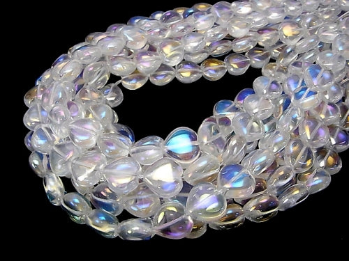 Aqua Crystal Vertical Hole Heart 14x14x7mm half or 1strand beads (aprx.15inch / 37cm)